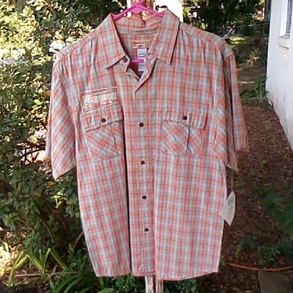Caribbean Joe Orange Plaid Button Down Shirt - Picture 1 of 1